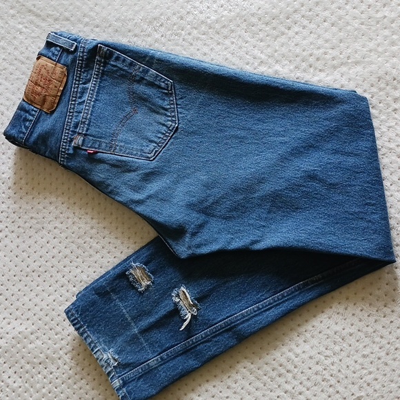 Vintage Levi 1991 501s Distressed Jeans Natural Fading size 31 -32 - Picture 15 of 15
